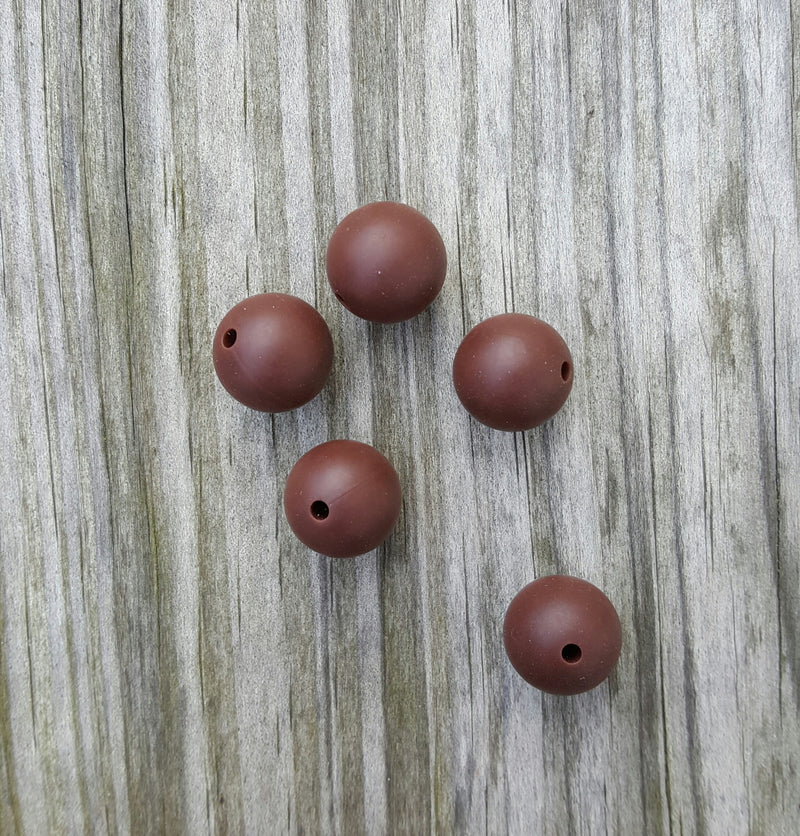 Brown 15mm Round Silicone Beads