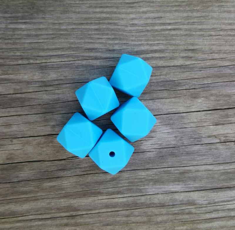Blue Silicone Hexagon Beads