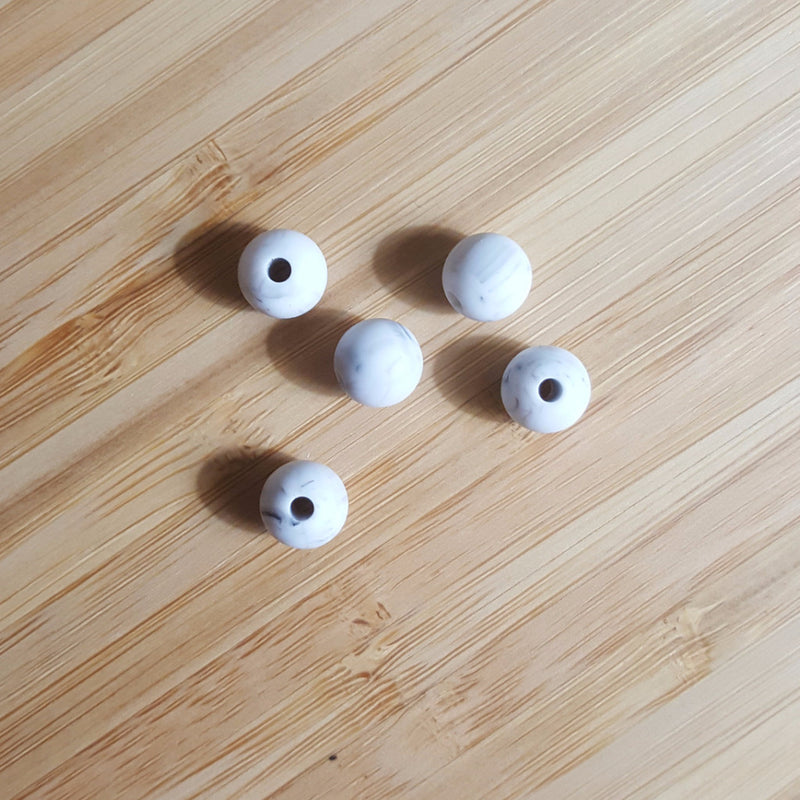 Marble 9mm Round Silicone Beads
