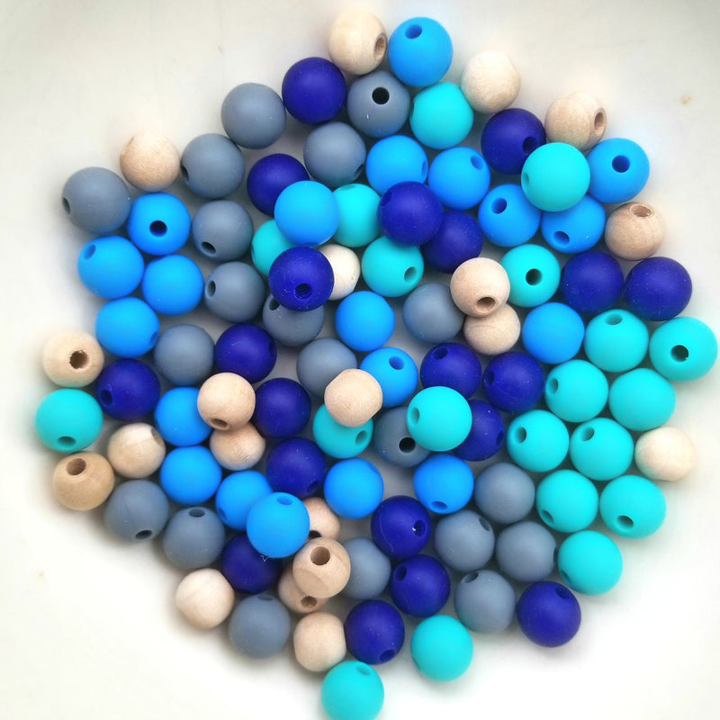 100 Mixed 8mm / 9mm Round Silicone Beads