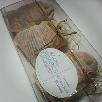 Organic Baby Bath sachets for colic and fussiness lavender chamomile calendula baby bath aromatherapy