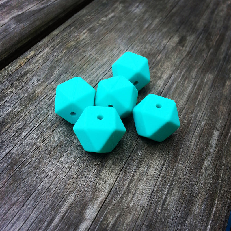 Turquoise Silicone Hexagon Beads