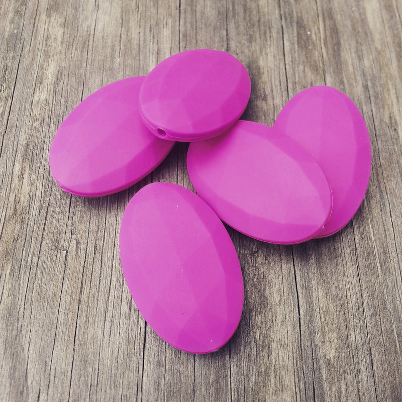 Violet Silicone Flat Oval Beads