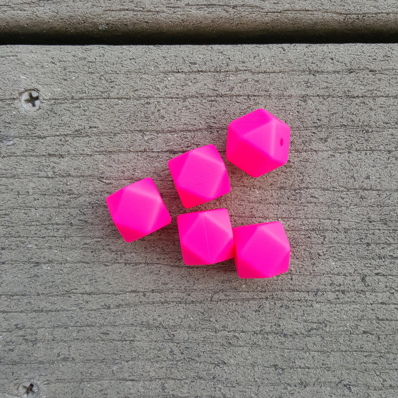 Coral Silicone Hexagon Beads