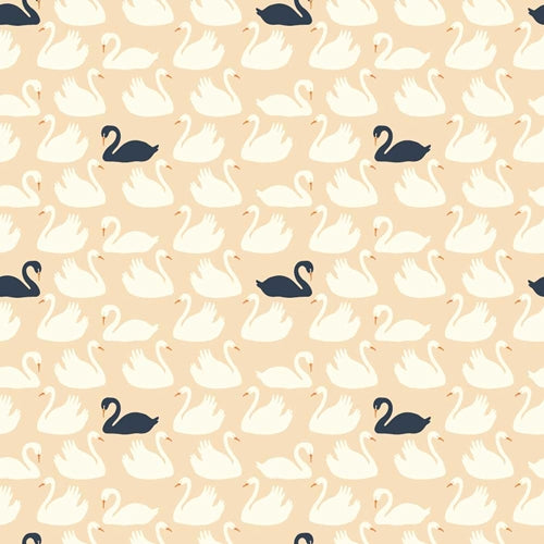 1/2 Yd - Bevy Shell Swan 100% Organic Cotton Fabric