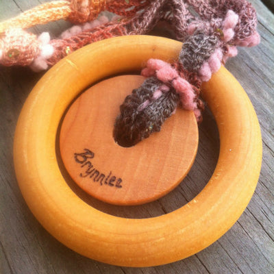 organic natural double ring maple teething ring teether toy personalized engraved