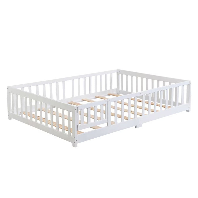 Twin Size Floor Bed With Door,Solid Wood Platform Bed Frame