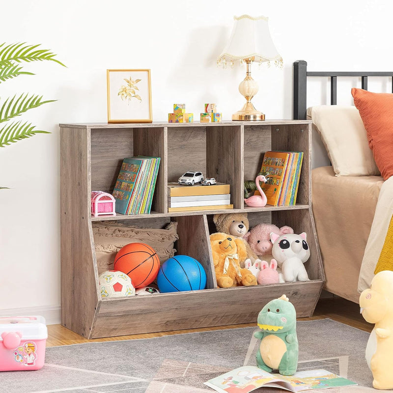 Kids Bookshelf, Bookcase Footboard, Toy Storage Cubby, Children&