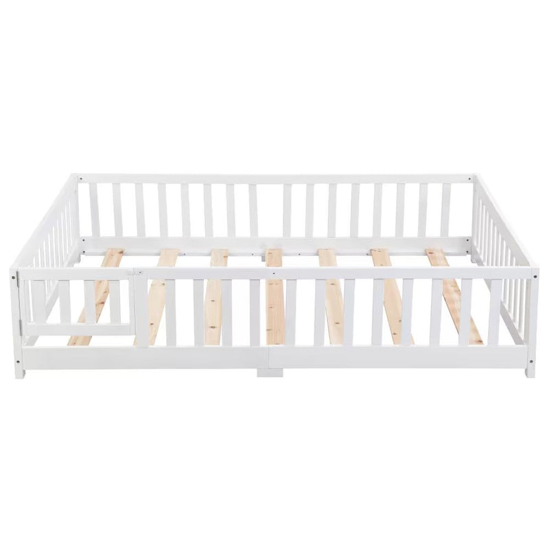 Twin Size Floor Bed With Door,Solid Wood Platform Bed Frame