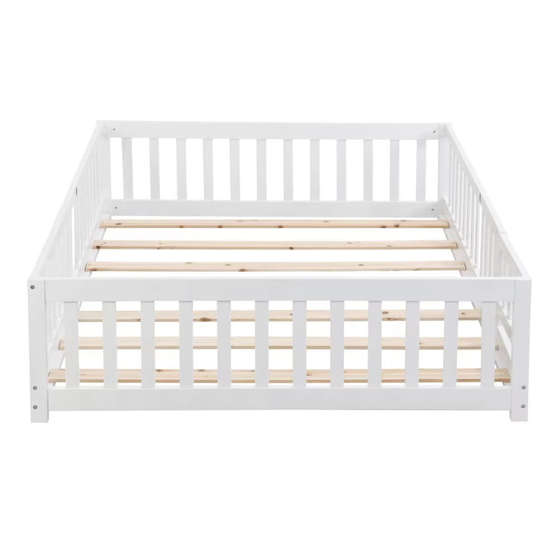 Twin Size Floor Bed With Door,Solid Wood Platform Bed Frame