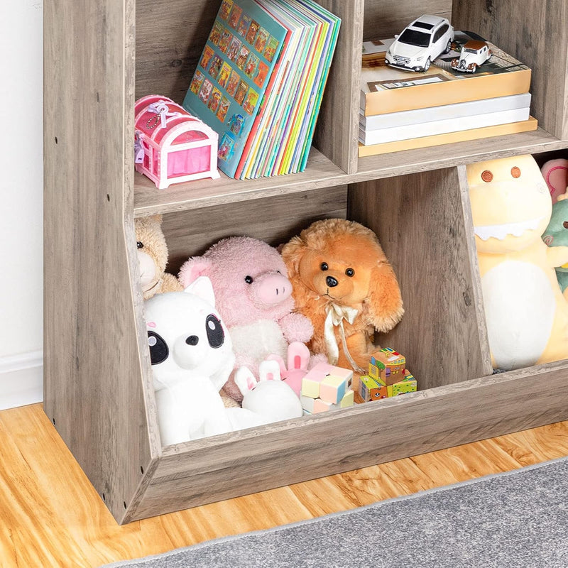 Kids Bookshelf, Bookcase Footboard, Toy Storage Cubby, Children&
