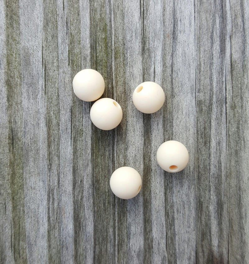 Ivory 9mm Round Silicone Beads