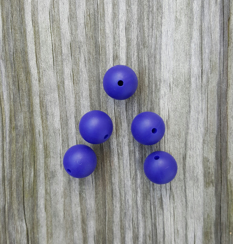 Navy 15mm Round Silicone Beads