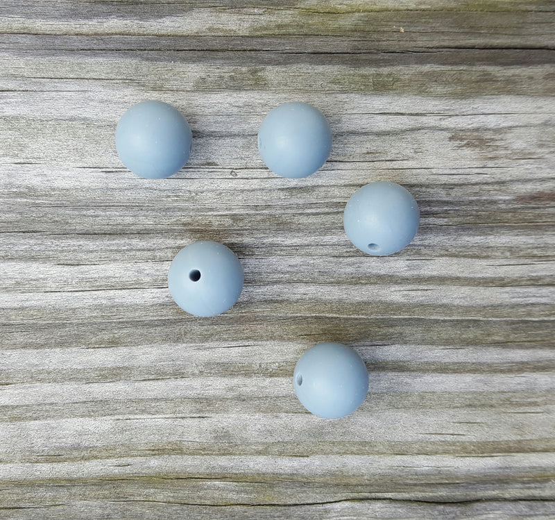 Gray 15mm Round Silicone Beads