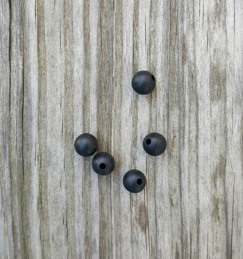 Black 9mm Round Silicone Beads