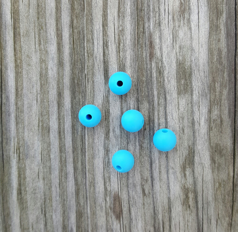 Blue 9mm Round Silicone Beads