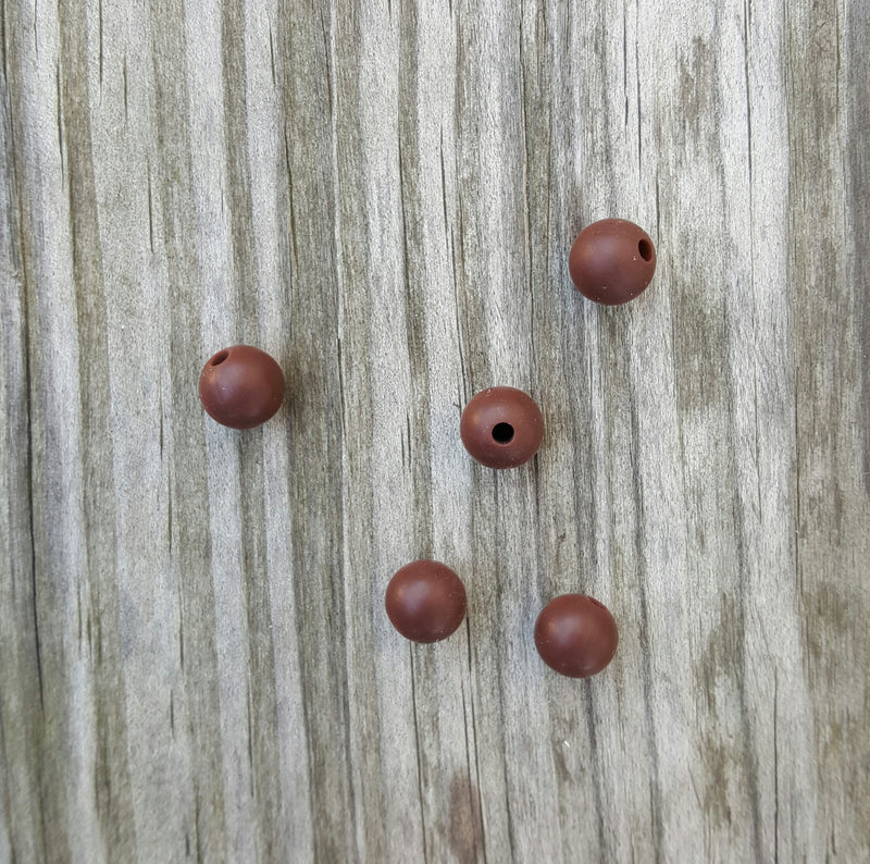Brown 9mm Round Silicone Beads