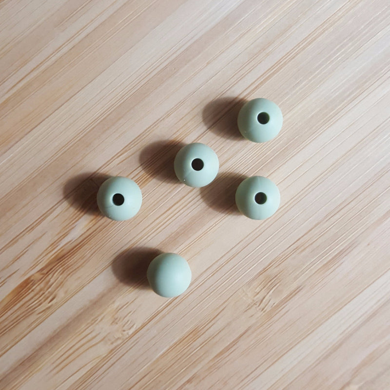 Lint Green 9mm Round Silicone Beads