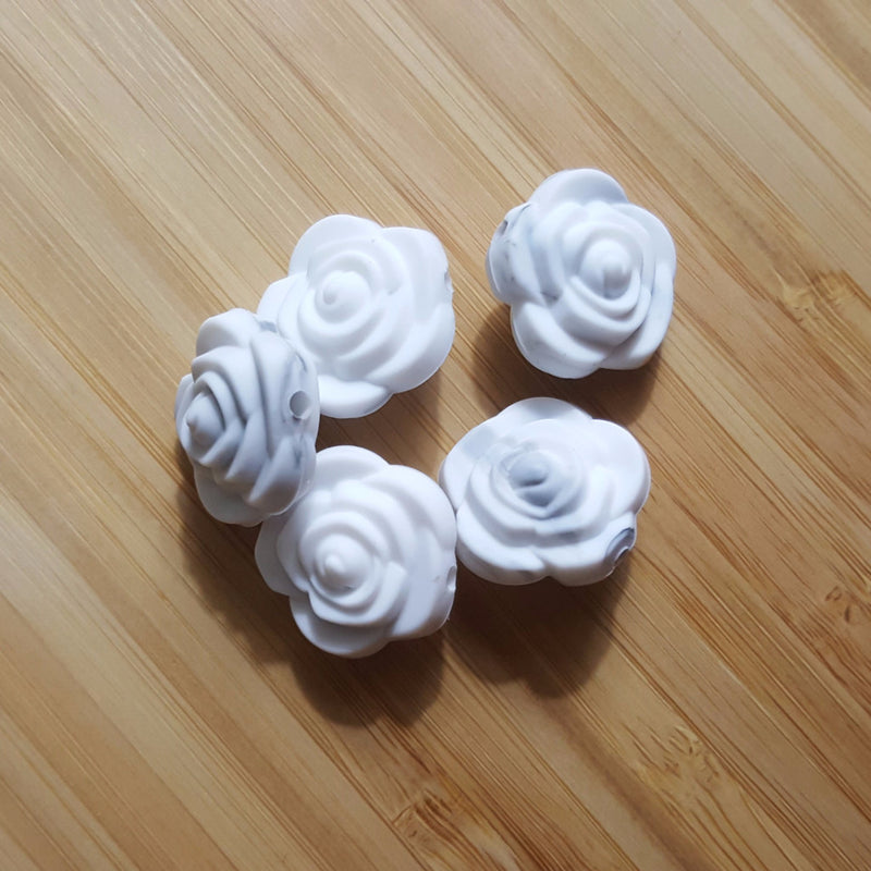Marble Silicone Rose Flower Beads