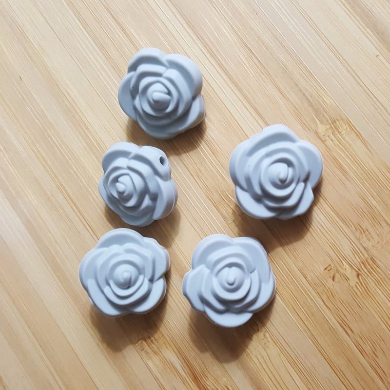 Gray Silicone Rose Flower Beads