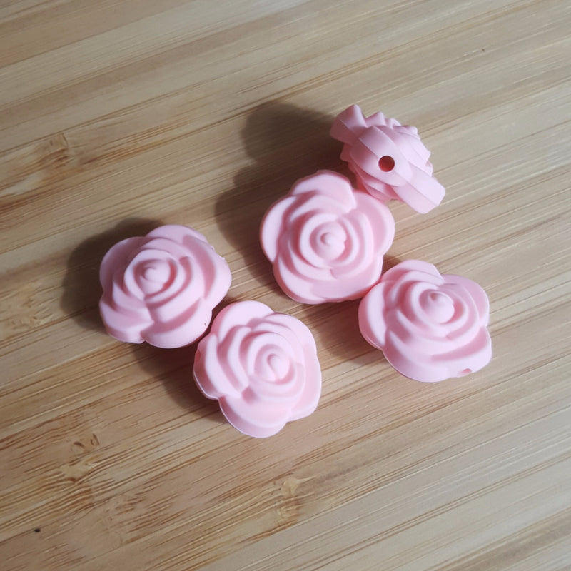 Rose Quartz Silicone Rose Flower Beads