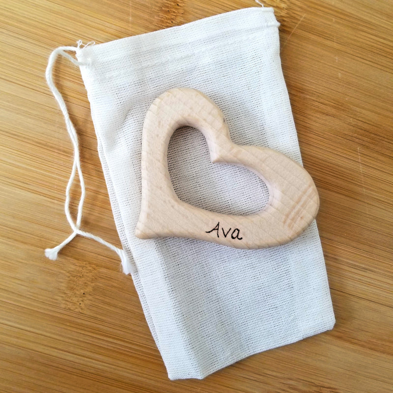 Personalized Organic Beech Teething Ring