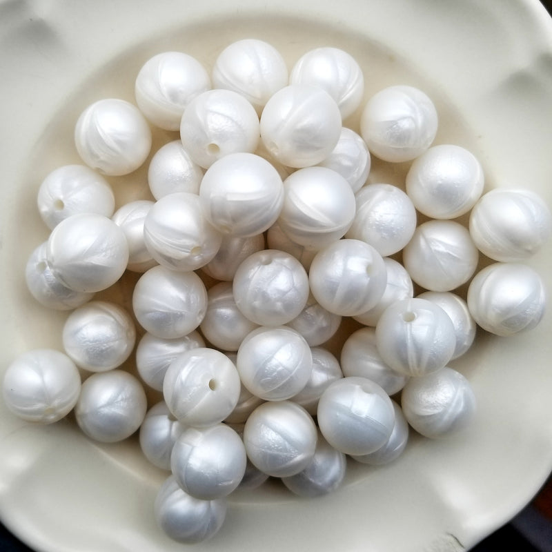 Metallic Pearl 15mm Round Silicone Beads