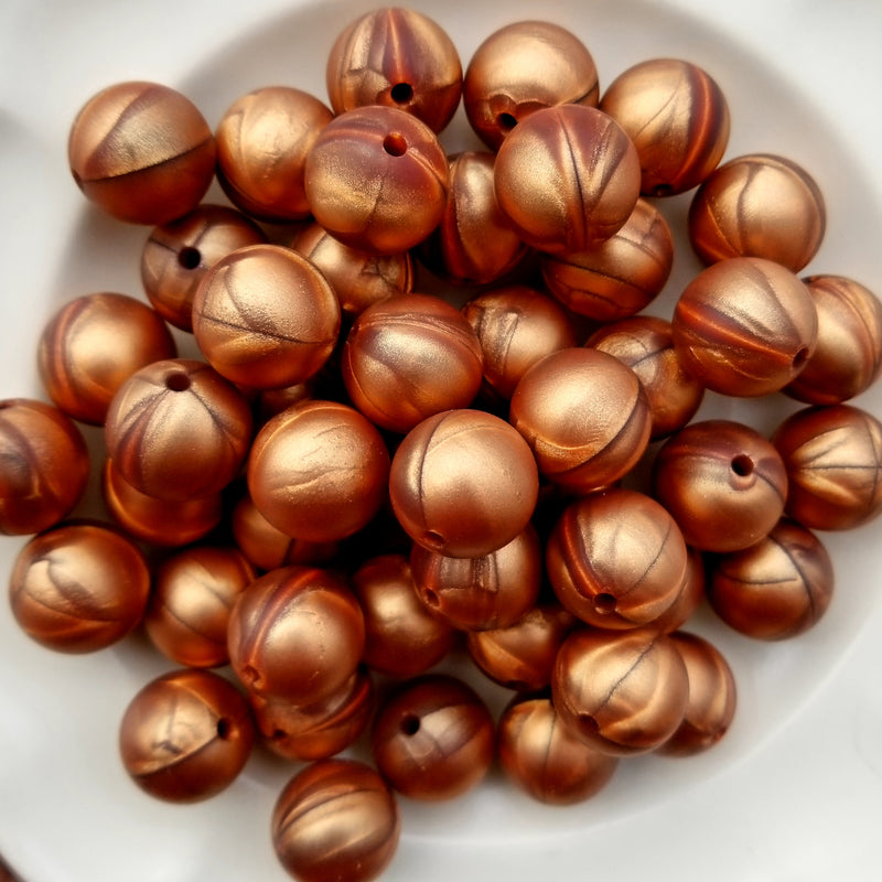 Metallic Bronze 15mm Round Silicone Beads