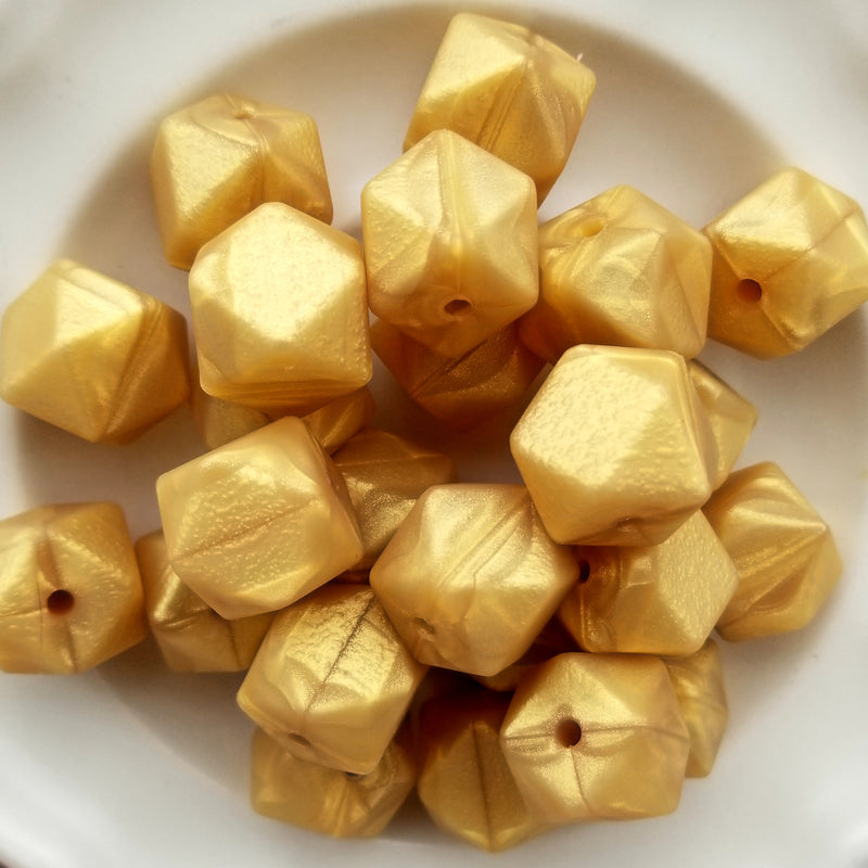 Metallic Gold Silicone Hexagon Beads
