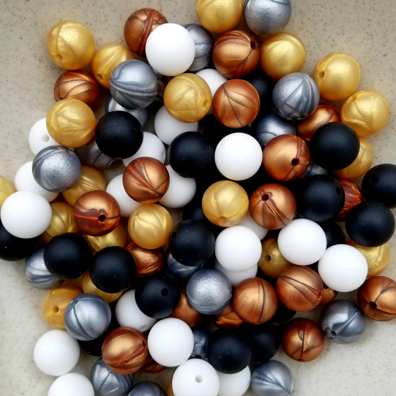 100 Mixed 15mm Round Silicone Beads