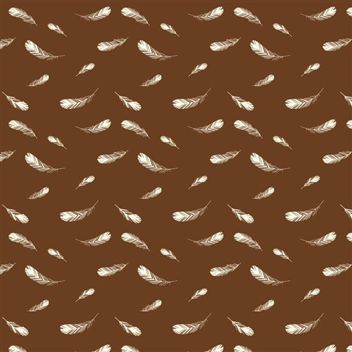 1/2 Yd Feathers Brown - 100% Organic Cotton Fabric