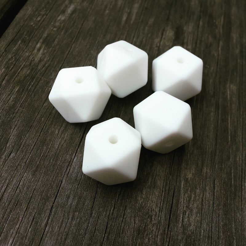 White Silicone Hexagon Beads