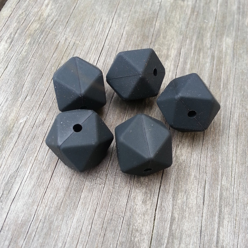 Black Silicone Hexagon Beads
