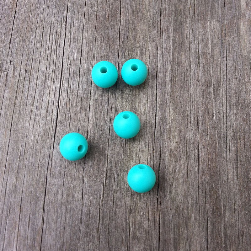 Turquoise 9mm Round Silicone Beads