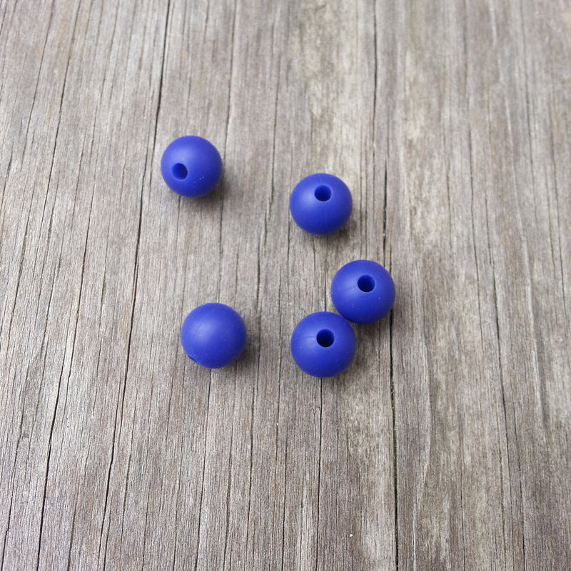 Navy 9mm Round Silicone Beads
