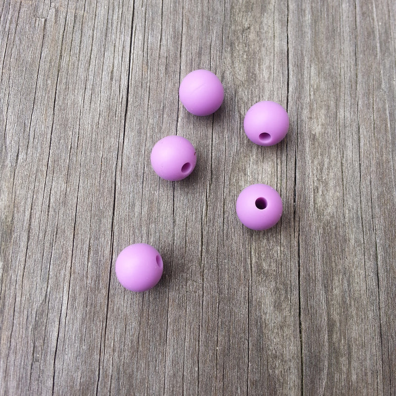 Lavender 9mm Round Silicone Beads