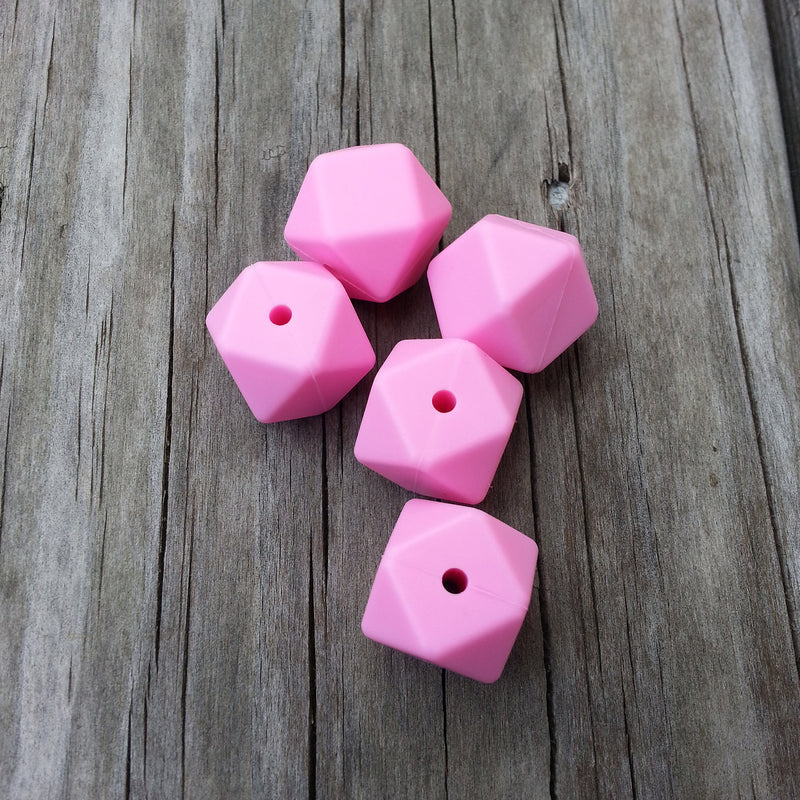 Pink Silicone Hexagon Beads