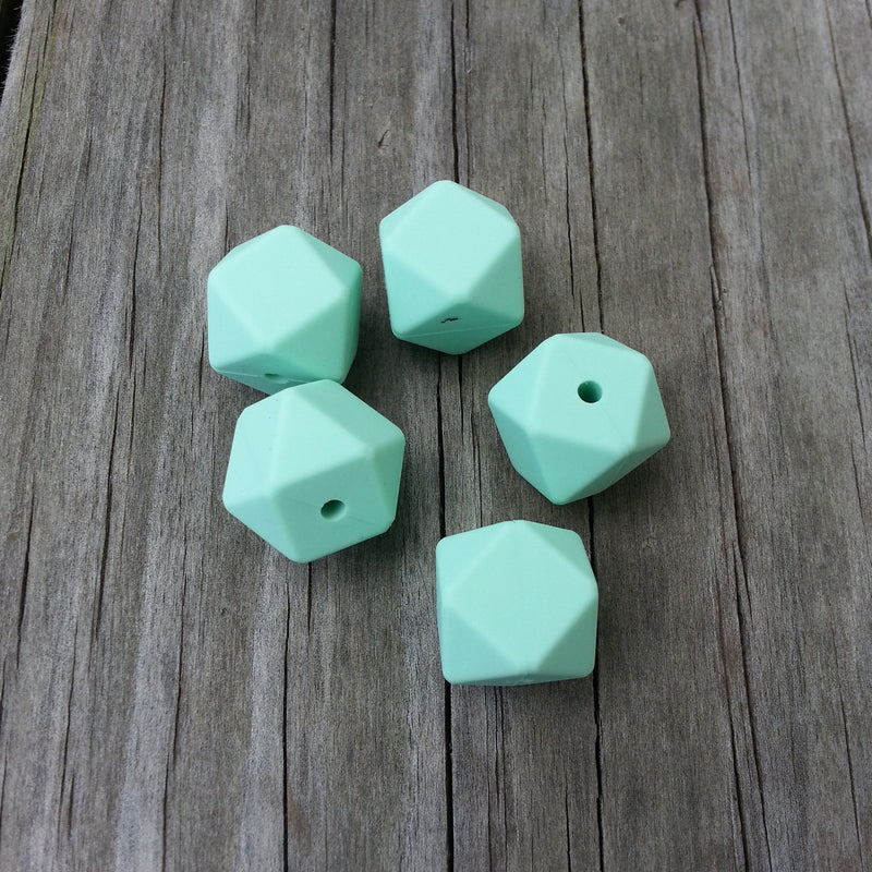 Mint Silicone Hexagon Beads