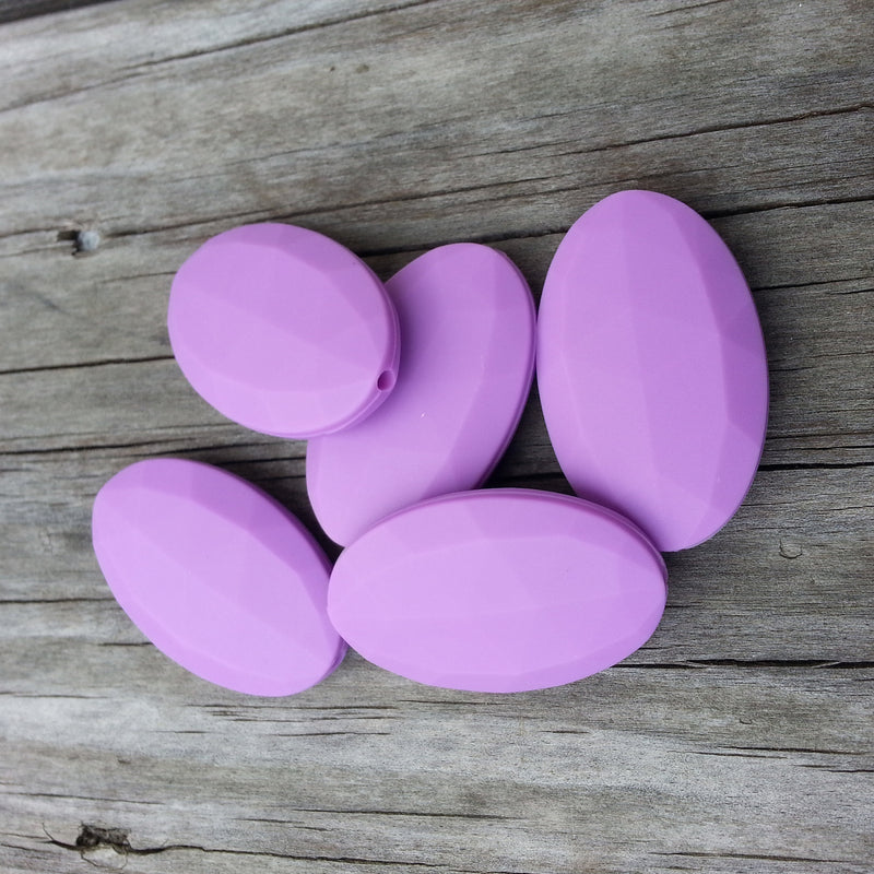 Lavender Silicone Flat Oval Beads