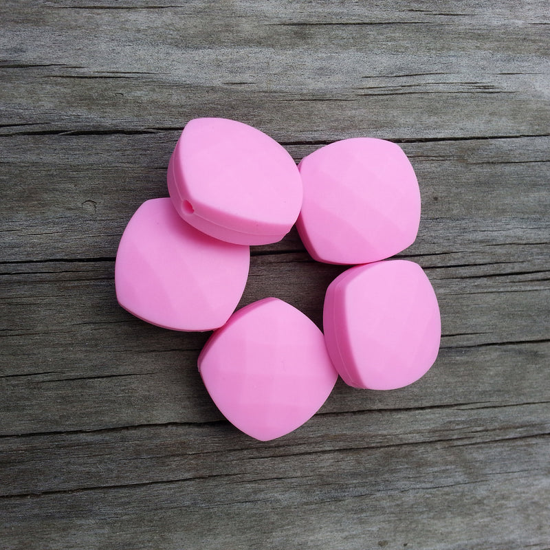 Pink Silicone Quadrate Beads