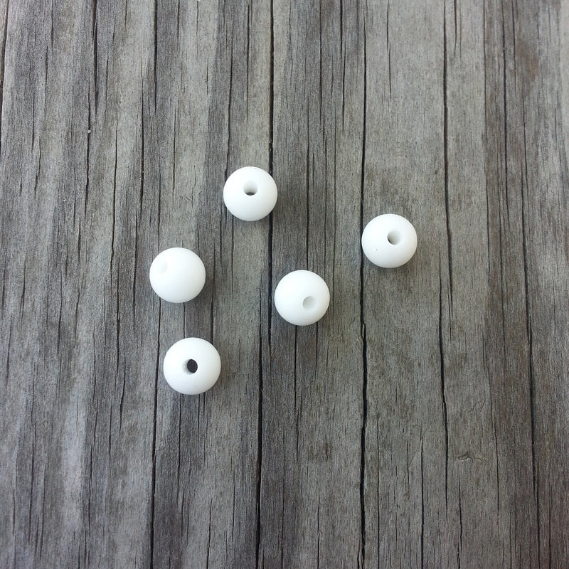 White 9mm Round Silicone Beads
