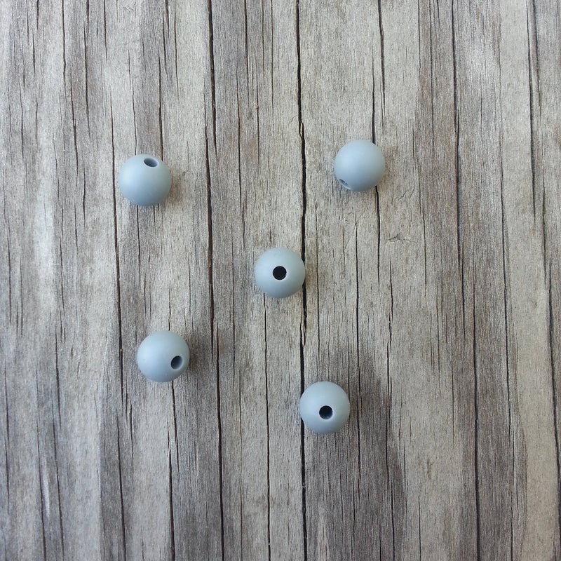 Gray 9mm Round Silicone Beads