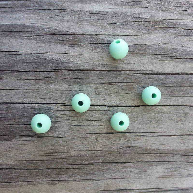 Mint 9mm Round Silicone Beads