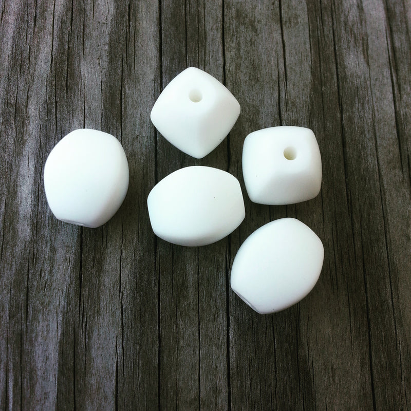 White Silicone Olive Beads