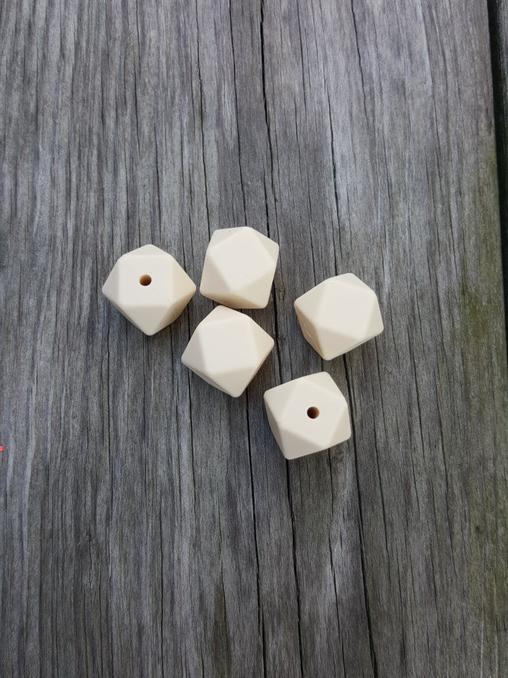 Ivory Silicone Hexagon Beads