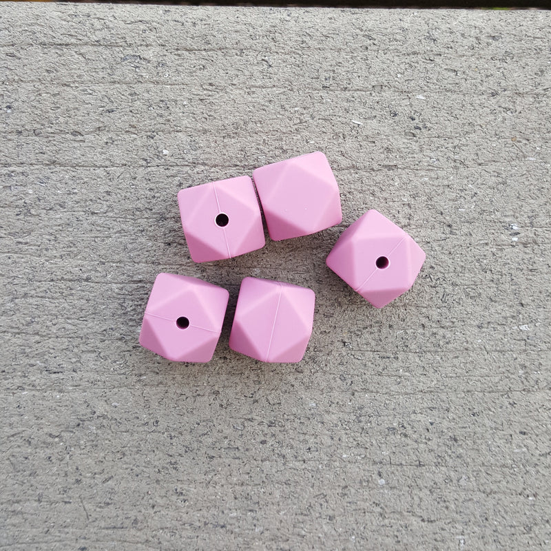 Rose Silicone Hexagon Beads