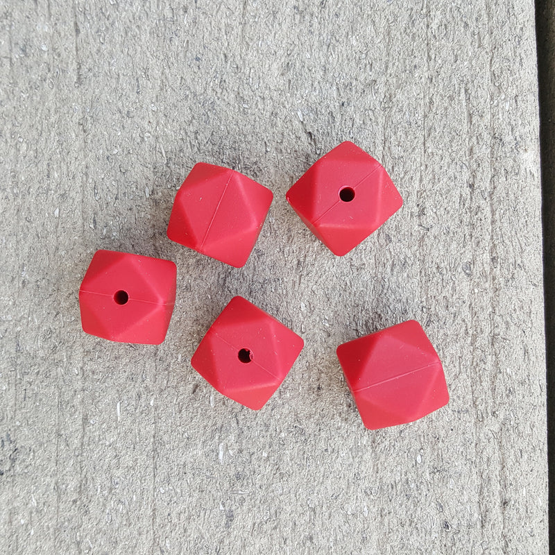 Burgundy Silicone Hexagon Beads