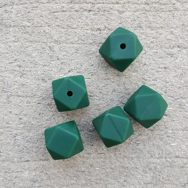 Forest Green Silicone Hexagon Beads