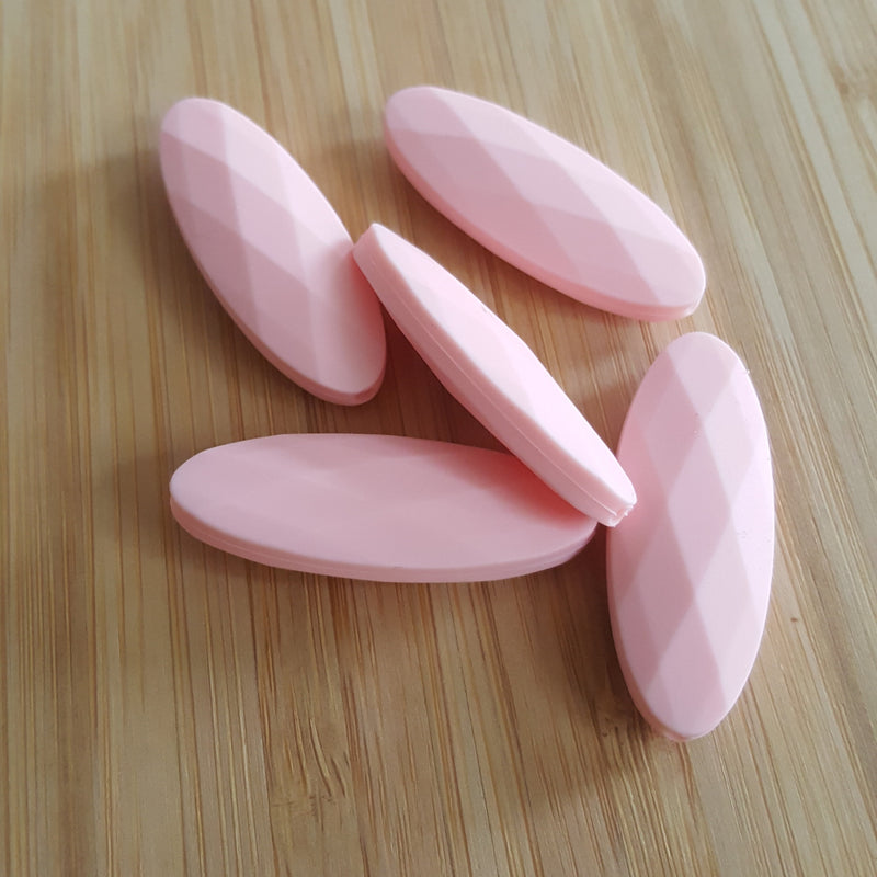 Rose Quartz Marquise Oval Silicone Beads