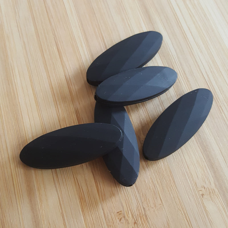 Black Marquise Oval Silicone Beads
